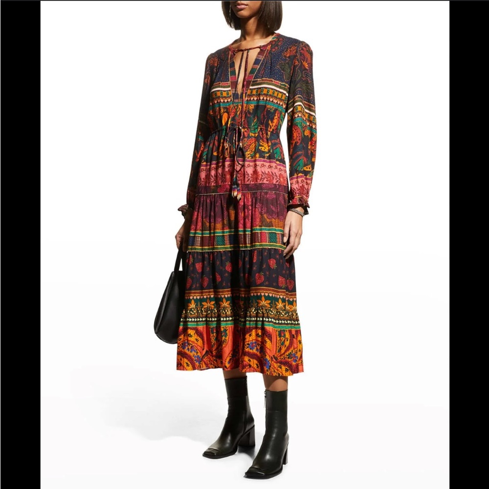 FARM Rio multicolor mixed patchwork maxi dress